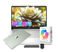 HP Flagship - Laptop da 14" HD per studenti e affari con AI Copilot, Intel 4-Core di 13a generazione, 4 GB di RAM, 1,12 TB di spazio di archiviazione (128 GB UFS + docking station da 1 TB), Office 365