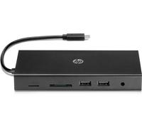 HP Hub Multi porta USB-C da Viaggio, Compatibile con PC dotati di Porta USB-C, Power Delivery e DisplayPort, Nero