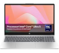 HP Laptop 15-fd1005sl, PC Portatile 15", Display FHD, Notebook, (Intel Core Ultra 5 125H, RAM 16GB, SSD 512GB, Windows 11), Computer Portatile, Uso quotidiano, Tastiera Italiana, QWERTY, Argento