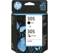 HP 305 2-Pack Tri-color/Black Original Ink Cartridge cartuccia d'inchiostro 2 pz Originale Resa standard Nero, Ciano, Magenta, Giallo
