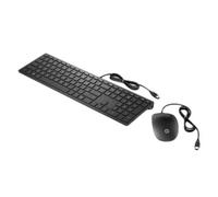 HP Pavilion 400 Combo Tastiera e Mouse Cablati, Connessione tramite cavo USB-A, Qwerty, 12 Tasti Programmabili, Retroilluminazione, Compatibile con Windows 7, 10 e 11, Nero