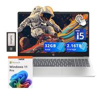 HP Pavilion - Computer portatile touchscreen HD da 15,6", Intel i5-1235U, 32 GB di RAM, 2,16 TB di memoria (SSD da 2 TB + set di docking station da 160 GB), scheda grafica Intel Iris Xe, Num Pad,
