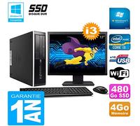 HP PC Compaq PRO 6300 SFF I3-3220 4Go 480Go SSD Masterizzatore Dvd WiFi W7 Schermo 17"