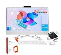HP PC desktop all-in-one da 23,8", con licenza Microsoft Office a vita, display FHD, processore Intel i3 dual-core, webcam 720P, con tastiera e mouse cablati, Windows 11 Pro (16 GB di RAM | SSD da 512