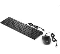 HP 400 Pavilion Tastiera e Mouse con Cavo USB, Design Sottile e Accattivante, QWERTZ, Lingue Quechuan, Nero