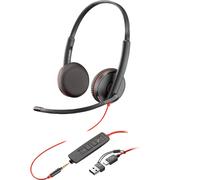 HP Poly Blackwire 3225 Stereo USB-C Headset +3.5mm Plug +USB-C/A Adapter (Bulk) Auricolare Cablato A Padiglione Ufficio USB tipo-C Nero