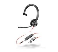 HP Poly Blackwire 3315 - Blackwire 3300 Series - Cuffie on-ear - cablate - cancellazione attiva del rumore - connettore da 3,5 mm, USB-C - nero - certificato UC