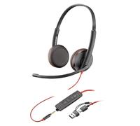 HP Poly Blackwire C3225 - Cuffie stereo con connettore USB-C e 3,5 mm, cancellazione del rumore, soundguard e braccio flessibile per microfono, colore: nero