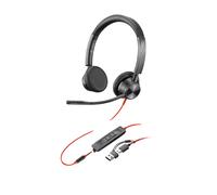 HP Poly Blackwire 3325 Stereo USB-C Headset +3.5mm Plug +USB-C/A Adapter Auricolare Cablato A Padiglione Ufficio USB tipo-C Nero