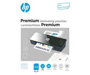 HP Pre-Punched Premium Laminating Pouches, A4, 125 Micron, Pack of 25