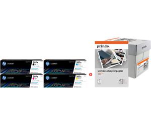 HP + Prindo Universal Papier 2500 Blatt Value Pack nero / ciano / magenta / giallo / Bianco Originale 207A MCVP 01