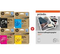 HP + Prindo Universal Papier 500 Blatt Value Pack nero / ciano / magenta / giallo / Bianco Originale 924e MCVP