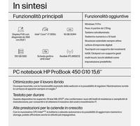 HP ProBook 450 15.6 inch G10 Notebook PC Intel® Core™ i7 i7-1355U Computer portatile 39,6 cm (15.6) Full HD 16 GB DDR4-SDRAM 512 GB SSD Wi-Fi 6E (802.11ax) Windows 11 Pro Argento (7L751ET#ABZ)