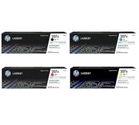 HP Set di 4 toner originali 207X ad alta resa, nero, ciano, magenta, giallo, compatibile con: Laserjet Pro M255, M282, M283, con ologramma in confezione originale