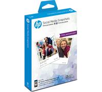 HP Social Media Snapshots W2G60A Carta Fotografica Adesiva Originale HP, Semi Lucida, Formato 10 x 13 cm, Confezione da 25 Fogli, Bianco