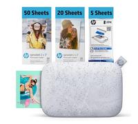 HP Sprocket 2x3 Stampante fotografica istantanea per smartphone 75 fogli BUNDLE - Stampante mobile wireless portatile a colori Bluetooth bianco Foto adesive Zink, Pacchetto da 75