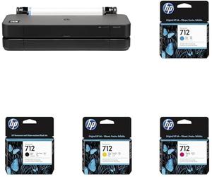 HP Stampante DesignJet T230 + 4 Cartucce 712 Nero, Ciano, Giallo e Magenta