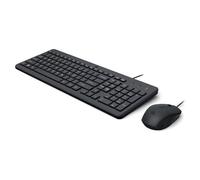 HP 150 Combo Tastiera e Mouse con cavo USB da 100 cm, Indicatore LED Blocco Maiuscole, 12 Combinazioni di Tasti, Plug and Play, Mouse Sensore Ottico da 1600 DPI, Compatibile con Windows 11, Nera