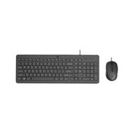 HP 150 Combo Tastiera e Mouse con cavo USB da 100 cm, Indicatore LED Blocco Maiuscole, 12 Combinazioni di Tasti, Plug and Play, Mouse Sensore Ottico da 1600 DPI, Compatibile con Windows 11, Nera