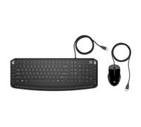 HP Tastiera USB QWERTZ Ceco Nero con Mouse Inclusa e Design Ambidestro
