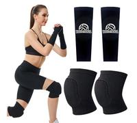 Hpbaggy Protezione per la pallavolo, 1 Paio Manicotti Pallavolo + 1 Paio spugna ginocchiere protettive, con Imbottitura Protettiva, per Anti-collisione per Calcio Pallavolo Basket