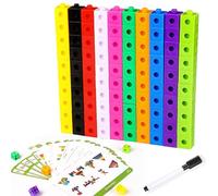 Hpbaggy Set di Attività per Cubi Mathlink, Cubi da Incastrare(Set da 100), Cubi da Incastrare per Bambini, Giochi Didattici di Matematica per Bambini, Con 18 Schede di Domande, Dai 3 Anni