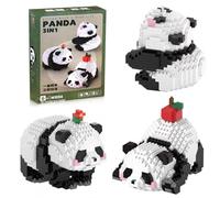 Hpbaggy Set di Mattoncini da Costruzione 3 In 1,Panda Mini Building Blocks | Panda Cute Animals Building Set,Panda Mini Mattoncini da Costruzione,Panda Micro Building Blocks Vestito(Bianco e nero A)