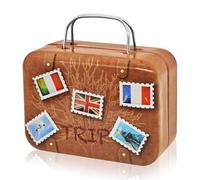 Hpbaggy Valigetta per Soldi, Regali di Denaro per Compleanno, Scatola per Biglietti da Visita, Portafoglio Carte Credito in Alluminio, Buono di Viaggio (Marrone)