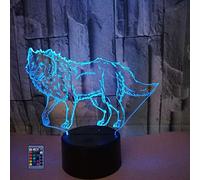 HPBN8 Ltd 3D Lupo Night Light Lamp 7/16 Cambiamento di Colore LED USB Power Telecomando Gift Decor Decorazioni di Natale Regalo di San Valentino Regalo di Compleanno