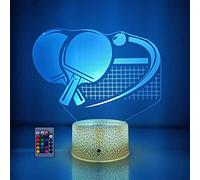 HPBN8 Ltd Illusione ottica 3D Pagaia da Ping Pong Night Light USB Power Remote Control Touch Switch LED Decor Table Desk Lampade 7/16 Colori Cambiano Luci Bambini Regalo di Natale Brithday Regalo