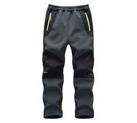 Hpbygstae Pantaloni Softshell per Bambini, Impermeabili, Antivento, per Bambini, per Il Tempo Libero, per Le attività all'Aria Aperta, Grigio Nero-XL