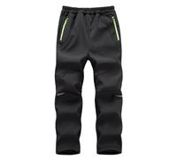Hpbygstae Pantaloni Softshell per Bambini, Impermeabili, Antivento, per Bambini, per Il Tempo Libero, per Le attività all'Aria Aperta, Nero-S