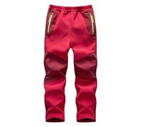 Hpbygstae Pantaloni Softshell per Bambini, Impermeabili, Antivento, per Bambini, per Il Tempo Libero, per Le attività all'Aria Aperta, rosso-2XL