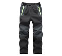 Hpbygstae Pantaloni Softshell per Bambini, Impermeabili, Antivento, per Bambini, per Il Tempo Libero, per Le attività all'Aria Aperta, Nero Grigio-M