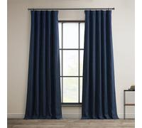 HPD Half Price Drapes BOCH-LN185-P oscuranti in Finto, Lunghe 248 cm, lussuose Tende in Lino per Camera da Letto e Soggiorno (1 Pannello), 127 x 227 cm, Indaco, W 50" x L 96" (1 Panels)