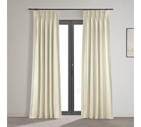 HPD Half Price Drapes PDCH-KBS2BO-84-FP - Tenda plissettata in finto dupioni oscurante, stile vintage, 1 pannello, 63 x 213 cm, bianco sporco