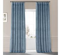 HPD Half Price Drapes Tende oscuranti in velluto felpato per camera da letto (1 pannello), 127 x 274 cm (larghezza x lunghezza), tende oscuranti per hotel, per soggiorno, isolamento termico, blu