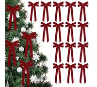 Hperu 15 Fiocchi Natalizi in Velluto Rosso Preformati da 13 x 27 cm, Ornamenti rustici per Alberi per ghirlande, ghirlande, Decorazioni Swag - Fiocco Natalizio