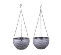 Hperu 2Pcs vasi da Fiori sospesi cesti da Esterno in plastica per Piante Vaso da Fiori sospeso autoinnaffiante con Foro di drenaggio Cesto da Appendere a Nido d'Ape Contenitore, Grigio-M