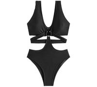 Hperu Bikini da Donna Costume Intero con Scollo a V Costume da Bagno Carino Senza Maniche Costume da Bagno Sexy per Donna con Imbottitura in Reggiseno, L