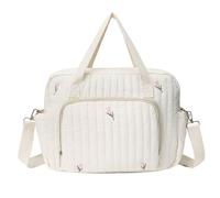 Hperu Borsa per bebè per mamma, Borsa per pannolini trapuntata elegante con ricamo per pannolini da viaggio portatile con tracolla regolabile per un facile trasporto, Beige - Bebè per mamma
