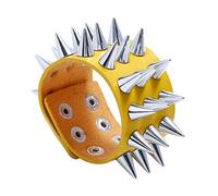 Hperu Bracciale Spike, Polsino rigido in pelle punk con borchie - Bracciale Spike tagliente per uomo e donna (Giallo) - Punk