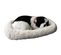 Hperu Cani che dormono di peluche che respirano sul cuscino, cane respira realistico Peluche interattivo a batteria Cucciolo realistico per bambini Bambini Bianco