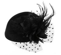 Hperu Cappelli da fascinatori per Donne e Ragazze, Cappello da tè Vintage con Fiori, Velo da Cocktail, fascinatori da Donna con Clip, Fascia per Capelli Nera Nera