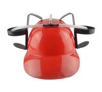 Hperu Cappello da birra Cappello da bere Casco di plastica divertente e sicuro con porta lattina Cannuccia Divertente per birra Soda Party Giochi di calcio Novità Rosso - Cappelli