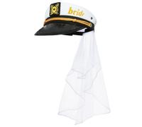 Hperu Cappello da Capitano della Sposa con Velo Cappello da Addio al Nubilato della Marina Militare Capitano di Barca per Matrimonio Addio al Nubilato Stile 1, Cappelli da