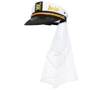 Hperu Cappello da capitano della sposa con velo Cappello da addio al nubilato marino blu marino Capitano in barca per matrimonio in stile addio al nubilato 1