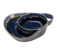 Hperu Combo piatto per zuppa e sandwich, ciotole per zuppa retrò in ceramica con manici Ciotola creativa per patatine e salse per dessert, frutta insalata ciotola per sandwich 8x7x2