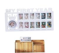 Hperu Cornice portafoto del mio primo anno, cornice per collage di foto per neonati di 12 mesi, foto miliare per ricordi del bambino, doccia, bianco