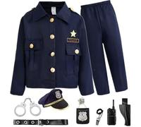 Hperu Costume da poliziotto, set uniforme da agente di polizia per bambini con accessori per giochi di ruolo, compleanno, festa di Halloween